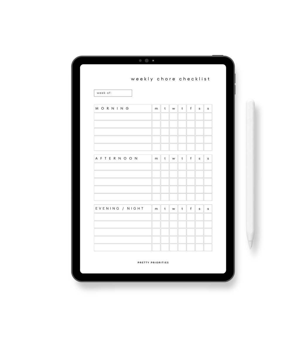Weekly Chore Checklist Blank PDF
