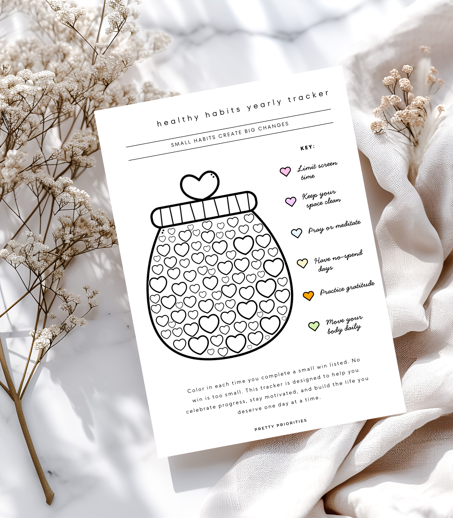healthy Habits Yearly Tracker